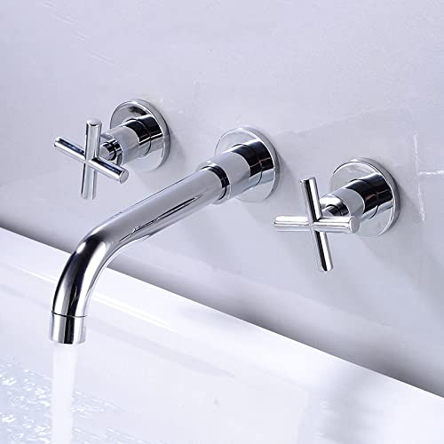 Robinet de lavabo de salle de bain mural mélangeur laiton mitigeur encastré