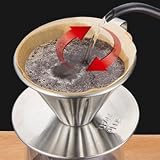 SIXRUN Kaffeetropfer aus 304-Edelstahl Zum Übergießen von Kaffee, Wiederverwendbarer Metallkegelfilter für 2 Bis 3 Tassen, Gleichmäßiger Wasserfluss, Schnelles Aufbrühen für Camping, Zuhause und