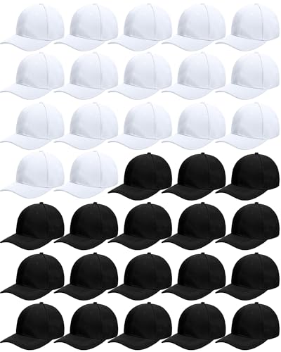 Image of Foaincore 36 Pack Blank Baseball Cap Bulk Adjustable Back Strap Sublimation Hats Plain Unisex Trucker Hat for Men Women
