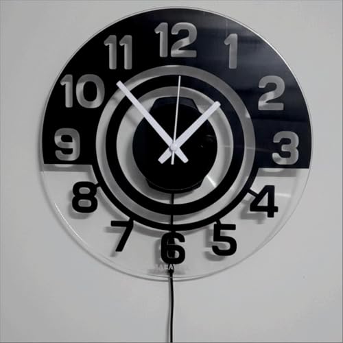 Image of 12 Inch Acrylic Modern Neon Wall Clock with LED Backlight | Night Lamp Neon Clock with Clear Visible Numbers for Home,Bedroom,Office Decor | Light Off Show Black Numbers New (Red)