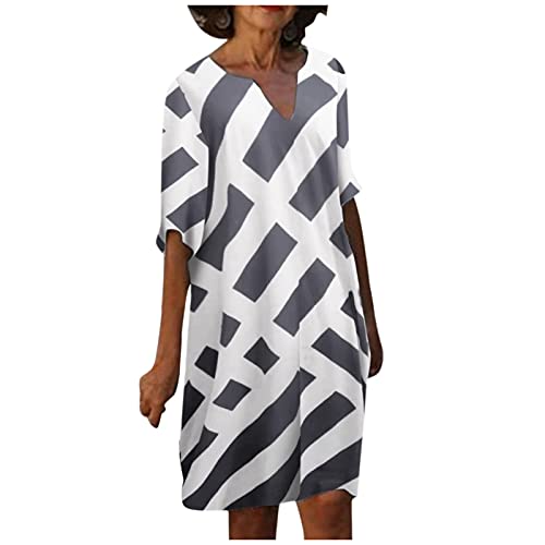 Dresses for Women Vintage Daily Casual Loose Short Sleeve Striped Printed V-Neck Summer Holiday Maxi Dress Dresses for Women Vintage Daily Casual Loose Short Sleeve Striped Printed V-Neck Summer Holiday Maxi Dress