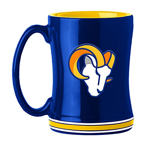 FANMATS NFL Los Angeles Rams 14 oz Relief Coffee Mug 14 Fluid Ounces | Ceramic | Sculpted 3D Logo | Team Color | Great Gift