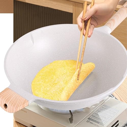 Wok antiadherente blanco con mango ergonómico miniatura 5