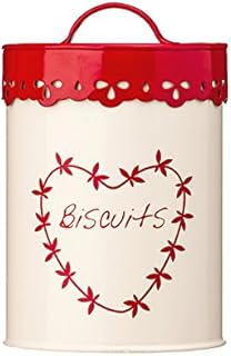 Premier Housewares 507621 Anglaise Biscuit Canister - Cream/Red H21 x W14 x D14cm