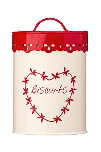 Premier Housewares 507621 Anglaise Biscuit Canister - Cream/Red H21 x W14 x D14cm