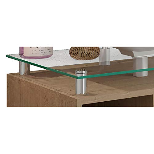 Gabinete De Banheiro 100% Mdf Evora 80 Cm Sobrepor Carvalho/branco - Mgm