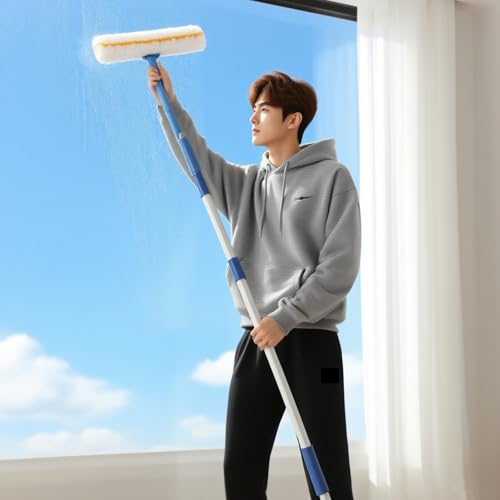 Perche de nettoyage de vitres de 5m extensible avec raclette silicone