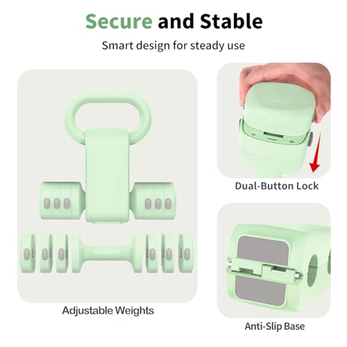 Image of Hezeyferg 2-in-1 Adjustable Dumbbells Set, 4 Levels Weight Dumbbells Set for Women Men, Each 2.2 /3.3 /4.4 /5.5lb Hand Weights with Kettlebell Form for Home Gym Exercise Training