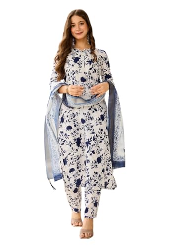 Ensemble kurta en soie mélangée LookMark avec pantalon et dupatta assorti pour femme