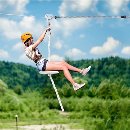 Image of Zipline Spring Brake, 13.1ft Extra Long Heavy Duty Stainless Steel Zipline Brake Stopper, Zip Line Kit for Backyard Spring for 3 /16 1 /4 5 /16 3 /8 inch Cable