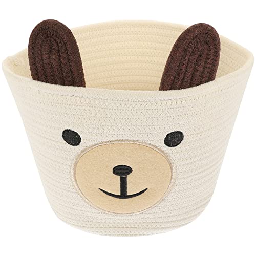 PRETYZOOM Cotton Rope Woven Basket Small Bear Storage Sundries Storage Basket Home Decor Boys and Girls