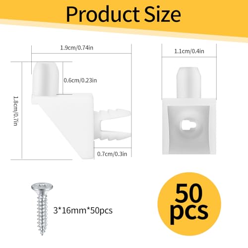 50 Stück Bodenträger, Regalbodenträger 101558 passend als Ersatzteil für IKEA Regalbodenträger PAX Bodenträger für Einlegeböden Kleiderschrank, Einlegeboden Halter für Bodenhalter (50, Weiß)