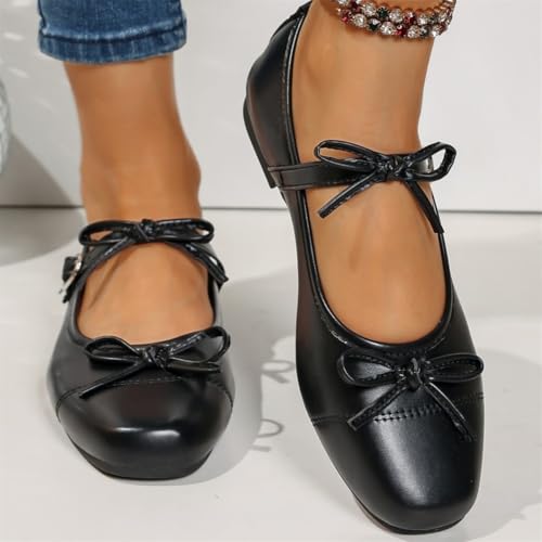 Women's Ballet Flats with Strap – Mary Jane Flats for Women Comfortable Dressy Silver Shoes, Vintage Square Toe Slip On Flats2