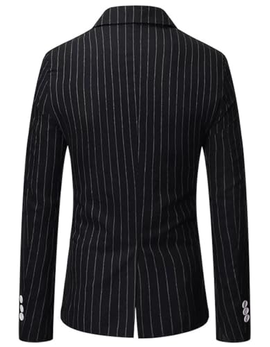 VENNYNG Men's Pinstripe Blazer Jacket Double Breasted Blazer Men Size Button3