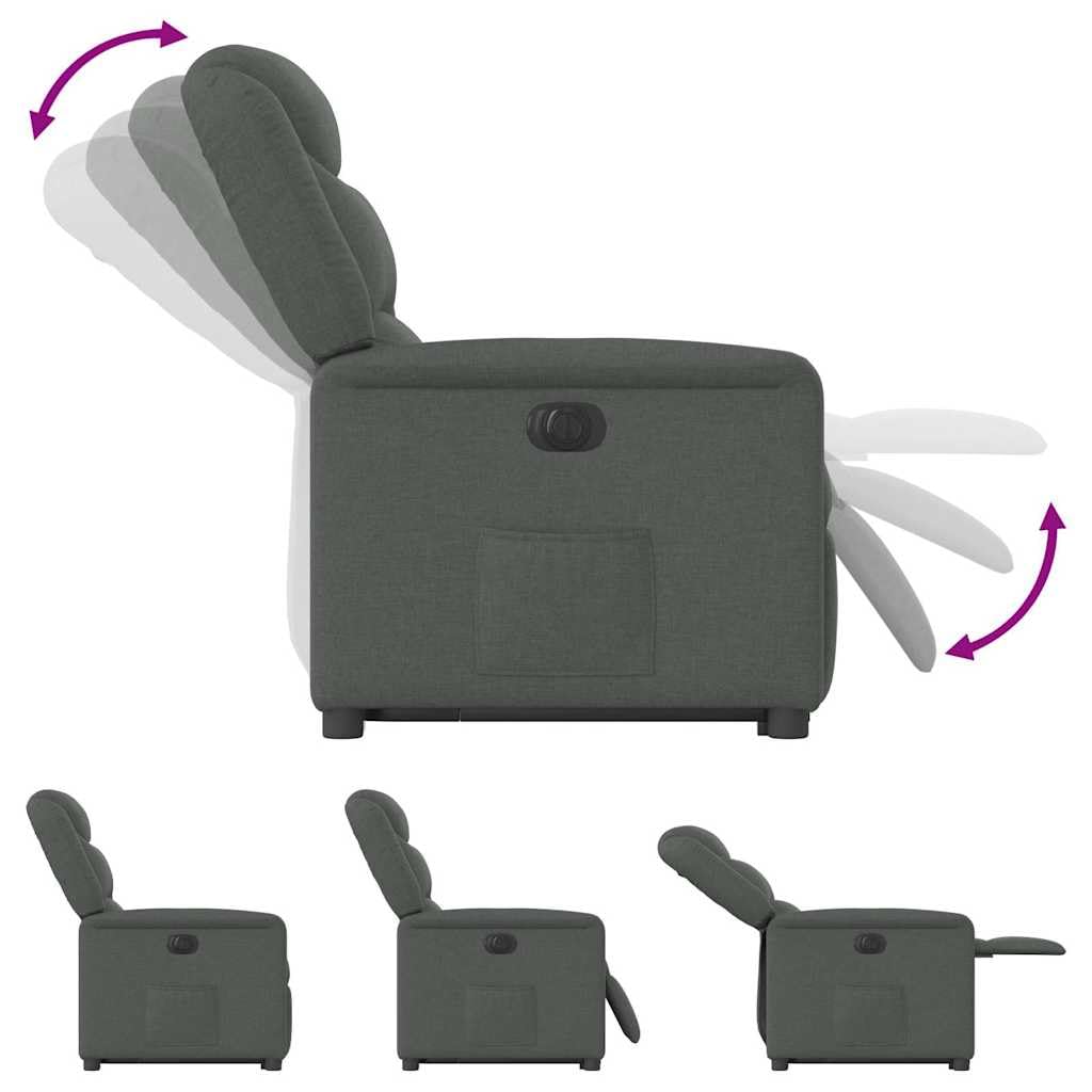 vidaXL Relaxsessel mit Aufstehhilfe Elektrisch Dunkelgrau Stoff