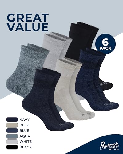 Image of Pembrook Bamboo Viscose Diabetic Socks for Women & Men - 6 Pairs | Breathable Wide Non Binding Plus Size Socks | Loose Fit