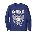 Team Muha Lifetime Member - Muha Name Long Sleeve T-Shirt, Adult Unisex, Navy Blue, Small