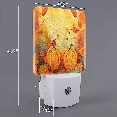 Image of Maple Pumpkins Fall LED Plug-in Night Lamp 2 Piece Set, Auto Sensor Nightlights Set of 2 for Bedroom Bathroom