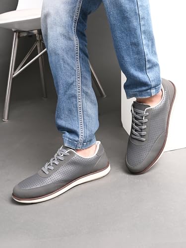 Image of San Frissco Men's Perforated Sneaker Casual Lace-Up Shoes | Soft Cushioned Footbed with TPR Sole | Comfortable and Trendy Casual Shoes for Office and College