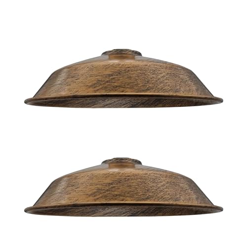 LEDSone 2 paralumi per lampada a sospensione a soffitto in metallo rame spazzolato stile retrò, paralume per lampada dall'aspetto vintage industriale da 26 cm