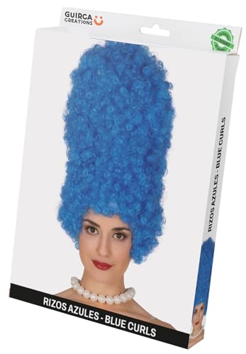 FIESTAS GUIRCA | Perruque Boucles Bleue (40 cm) - Accessoire de Costume pour Fêtes à Thème et Cosplay de Jeux Vidéo - Idéal pour Femme Adulte à Halloween...