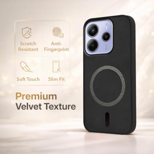 Image of Jkobi Leather Finish Back Cover Case for Redmi Note 14 5G | Redmi Note 14 SE (MagSafe Compatible Wireless Charging | Soft Touch | Camera Bump Protection)