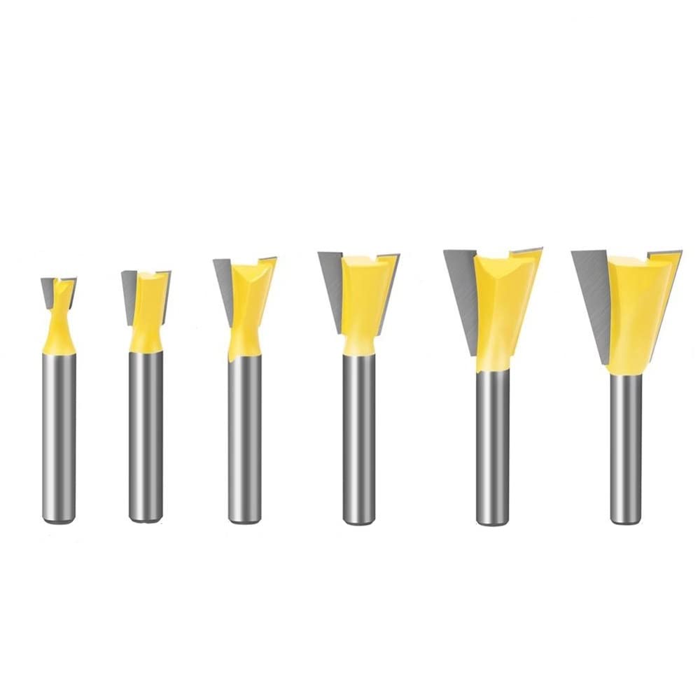 6 mm Schaft 1/4 Schwalbenschwanzverbindung Fräser Set 14 Grad Holzbearbeitung Gravur Bit Fräser for Holz(6PCS 6mm shank)