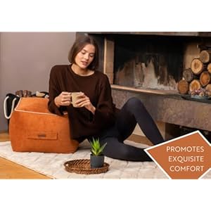 Ottoman pouffe comfortable cube foot stool soft velvet bean bag home decor footstool extra seating for living room bedroom casha 177×177 inch 45×45 cm terracotta  urban country home decor
