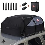 Sailnovo Car Roof Bag 20 Cubic Feet Foldable Roof Box, Soft Roof Box Storage for Most Cars with/without Roof Bars, Include 6 Reinforced Straps,6 Door Hooks