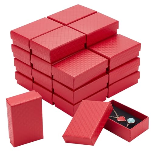 Boîtes à bijoux de haute qualité BENECREAT en carton rigide et velours rouge pour bagues