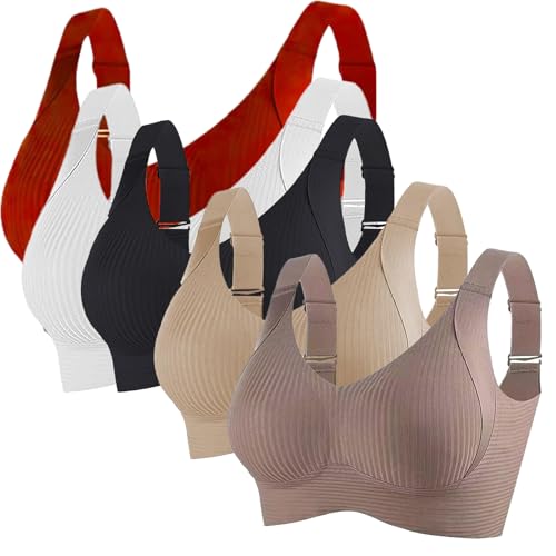 Recentof Bra 3 Pack Sentdream Women's Ribbed Push Up Adjustable Wireless Bra Homeryl Super Firming Wire-Free Bras