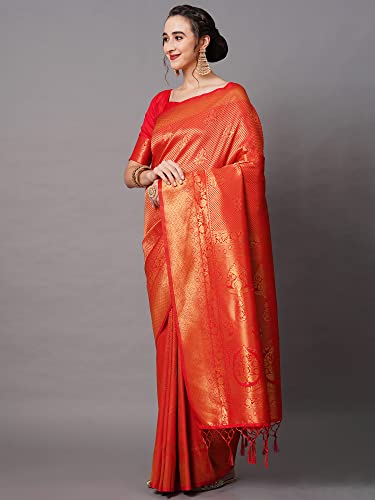 Image of AKHILAM Women's Banarasi Silk Woven Design Saree With Unstitched Blouse Piece (KUNT1880 Parent)