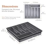 Lifewit Silverware Organizer with Lid, Covered Utensil Tray for Kitchen Drawer and Countertop, Plastic Cutlery and Flatware Storage Box for Spoons Forks Knives Holder Case, 12.6x11.8", Gray - Image 4