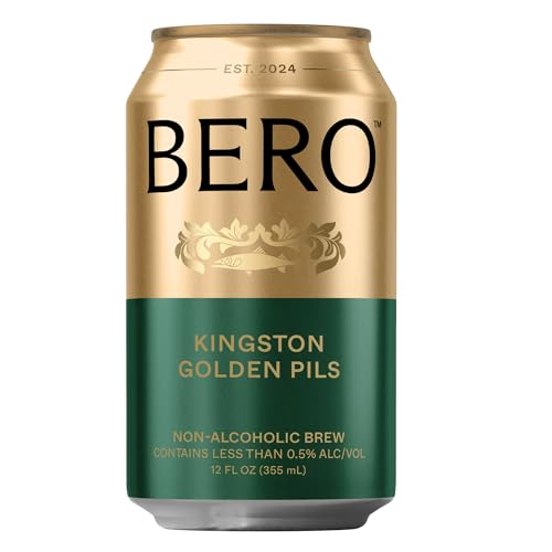BERO Kingston Golden Pils - Cerveza sin alcohol, paquete de 6 cervezas artesanales estilo Lager, cerveza NA de Tom Holland, sabor dorado, bebidas alternativas al alcohol, bebida para cualquier ocasión