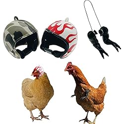 Allazone 2 Pz Casco de Pollo Casco para Mascotas Casco de Pollo Sombrero, 1 Pz Brazos de Pollo Divertidos para Proteger Las Cabezas de Pájaros, Patos y Pollos, Fotografía