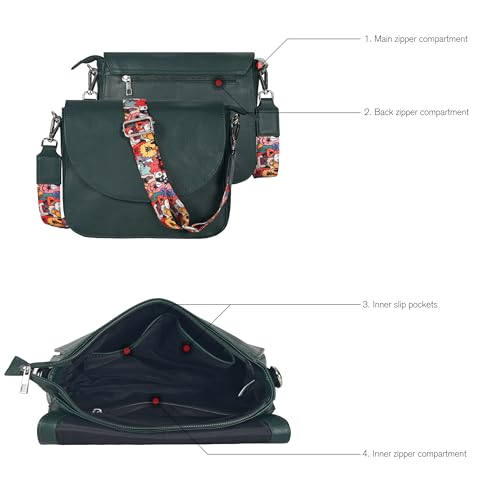 Image of Ozora Genuine Leather Crossbody Bag for Women, Adjustable Strap