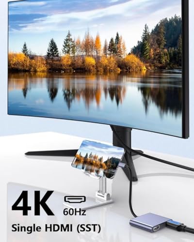 Image of USB C to Dual HDMI Adapter 4K30hz, Type C to HDMI Splitter for 2 Monitors, 4 in 1 USB C Hub 2 HDTV, USB 3.0, 100W PD, Extended Display for MacBook Air /Pro Thunderbolt 4, Multiport Two Screen Dongle