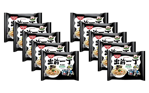Nissin Demae Ramen Instant Ramen Noodles - Black Garlic Oil Tonkotsu Flavour 100g (Pack of 10)