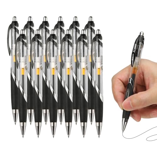 Bolígrafos Gel Retráctiles 0.5mm, 12 piezas Tinta Negra