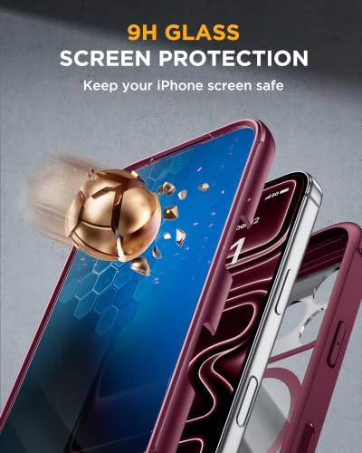Image of Miracase for iPhone 17 Pro Privacy Series Case, Magsafe, Cherry | Built-in Privacy Screen Protector | 360 Full Protection | Colored Bezel & Clear Back | Shock-Absorbent | 6,3 Inch