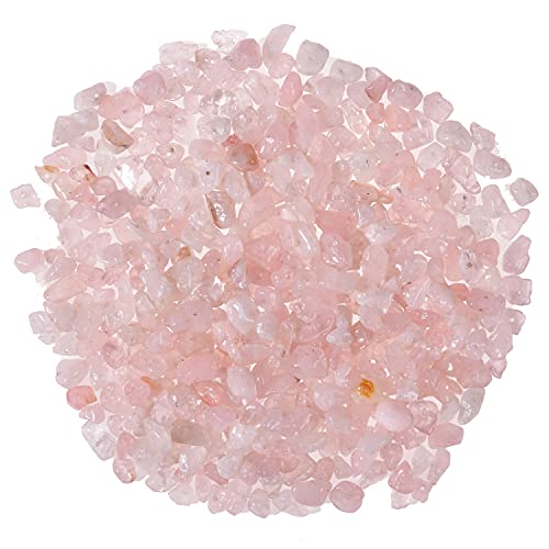 Asingeloo 400pcs 5-8mm Rose Quartz Natural Gemstones Tumbled Chip Stone Beads Bulk Irregular Shaped Drilled Loose Crystal Gemstone Beads for DIY Jewelry Making