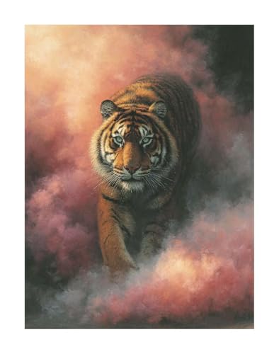 animal Pintura Diamante Adultos Kit Completo - tigre 5D Diamond Painting con Dibujos y Punto de Cruz, Cuadros de Diamantes para Manualidades y Decoración de Pared 60x80 cm KSWF136