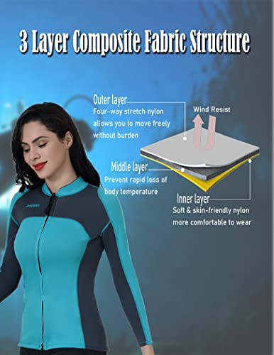 Womens Wetsuit Top, 1.5Mm Ladies Long Sleeve Neoprene Wetsuit Jacket Tops For Swimming Water Aerobics Diving Surfing And Boating #TOP3