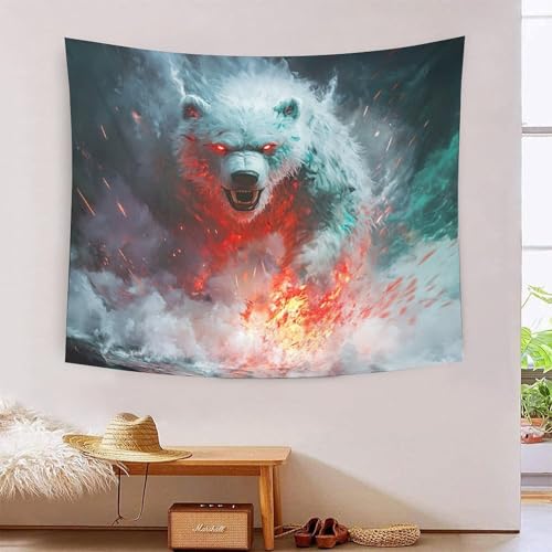 Couverture murale en polyester doux motif ours effet relief 3D