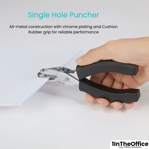 1Intheoffice Hole Puncher Single, Hole Punch For Paper, Grip 1-Hole Punch, 5 Sheet Capacity,"2 Pack" #TOP5