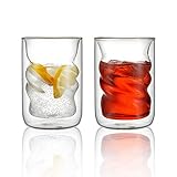 VEVOUK - Set de 2 Vasos de Vidrio Templado, Espiral Estrellado, Doble Pared de Aislamiento Térmico Transparente, Vasos de Espresso, Copas Latte, 240ml. Perfectas Para Cappuccino, Té, Set de Regalo.