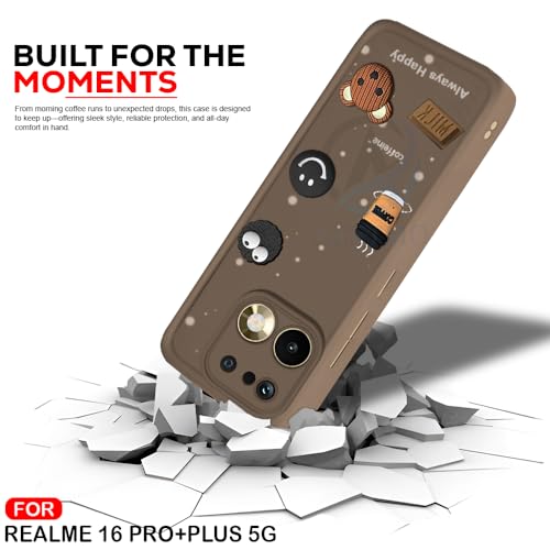 Image of AESTMO Back Case Cover for Realme 16 Pro Plus 5G Cover | Cute Fun Cartoon 3D Ball | Coffee Silicone Case | Full Body Protection | Camera Protection Back Realme 16 Pro Plus 5G (Brown)