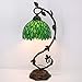 WERFACTORY Tiffany Style Lamp Green Wisteria Stained Glass Table Desk Reading Light, Metal Leaf Base 8X10X21 Inches Decor Small Space Bedroom Home Office S523 Series
