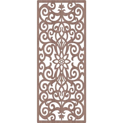 Image of Buel Decorative Pierced Fretwork Wood Wall Panels, 33 3 /8 inchW x 84 3 /8 inchH x 3 /8 inchT, Walnut