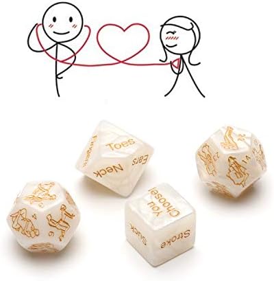 Funny Romantic Party Luminous Dice Game,Novelty Gift for Warm up Honeymoon bacherette Party,Him and Her, Bridal Shower, Groom Roast,Newlyweds, Wedding, Anniversary, Marriage (White Couple Dice)